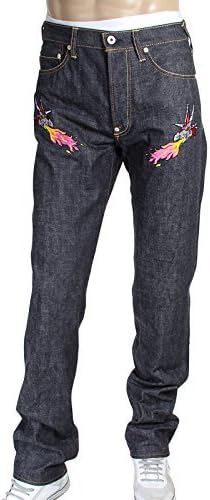 RMC Martin KsohohRMC Jeans Mens Silver Embroidered Hungry Dragon Japanese Selvedge Denim Jeans RMC3743