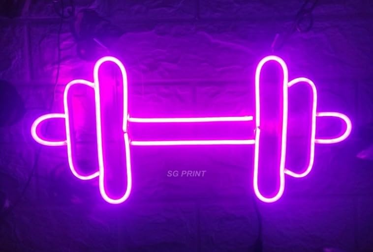 Wall Mitra Dumbbell Neon sign, Purple Neon Lights Sign Gym Wall Stickers for Fitness Club Decor LED Neon as Gift for Teen Girls Teen Sports Room Game Room Decor(15X10) Purple-image-21