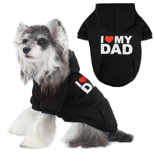 Dog-Basic-Hoodie-Soft-Dog-Clothes-Cold-Weather-Sweaters-for-Medium-Large-Dogs-Cozy-Fabric-Warm-Sweatshirt-with-Leash-Hole-for-Boys-I-Love-My-DAD-X-Small-2-5-lbs Dog Basic Hoodie Soft Dog Clothes Cold Weather Sweaters for Medium Large Dogs Cozy Fabric Warm Sweatshirt with Leash Hole for Boys (I Love My DAD, X-Small (2-5 lbs)) - Image 1