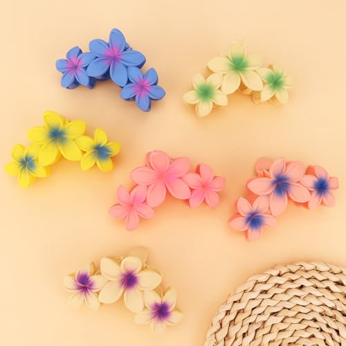 6 Pzas Pinzas Grandes Mate con Flor Hawaii miniatura 7
