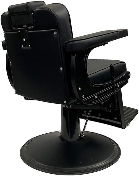 Genérico Sillón Barbero Vintage hidráulico reclinable y Giratorio con reposabrazos Modelo Mamba Negro