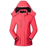 Electric Heated Jacket with 3 Heating Levels,Warm Jacket Women Winter Waterproof Coats Body Warmer for Hiking Skiing Fishing Riding Motorcycle (Color : Red, Size : X-Large)