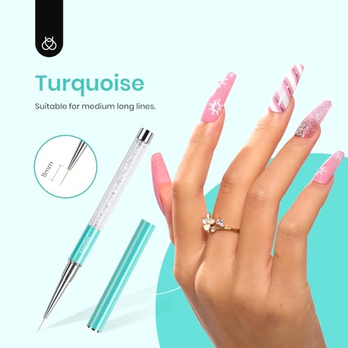 Beetles Gel Polish NB002 Nail Art Liner Brushes 5Pcs Painting Art Design Pen Set Diamond Application Rhinestone Handle Dotting Drawing Sizes 5 7 9 11 20Mm Nail Art Design Gift thumb #4