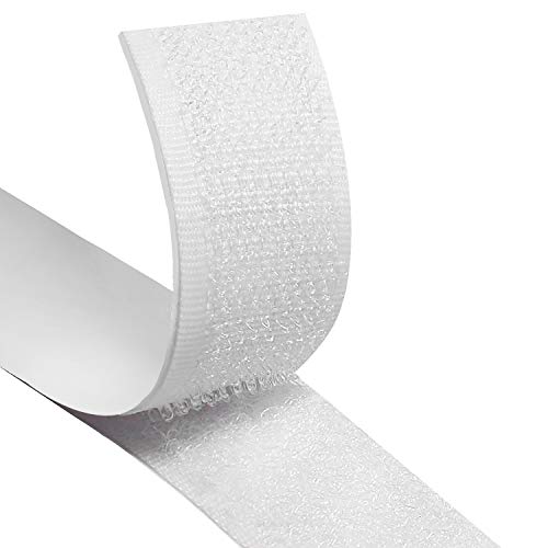 Adhesive Hook and Loop Tape,8M Self Adhesive Sticky Tape,20mm Heavy Duty Reusable Double Sided Sticky Back Fastening Tape(White)
