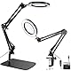 15-fache Lupe mit Licht, Tischlampe mit Ständer und Klemme, 2-in-1-LED-Schreibtischlampe mit Lupe, 3 Farbmodi, 72 LEDs, Echtglaslinse für Naharbeiten, Handwerk, Hobby, Malen, Lesen, Reparatur