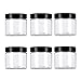 VASANA Lot de 6 pots vides en plastique transparent avec couvercles noirs - 250 ml - Pour crèmes, lotions, pommades et cosmétiques - Pour gommages, lotions, cosmétiques et beurres