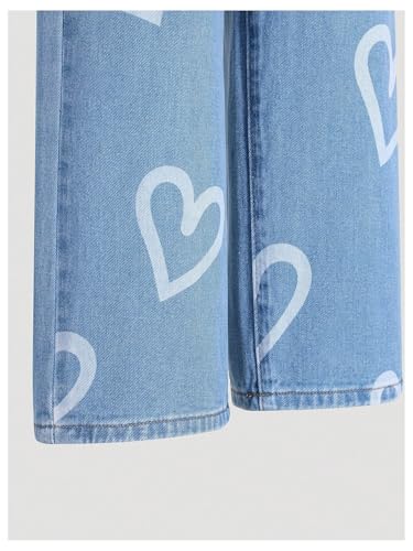 GORGLITTER Girl's Graphic Printed Straight Wide Leg Jeans Loose Y2k Denim Pants Streetwear3