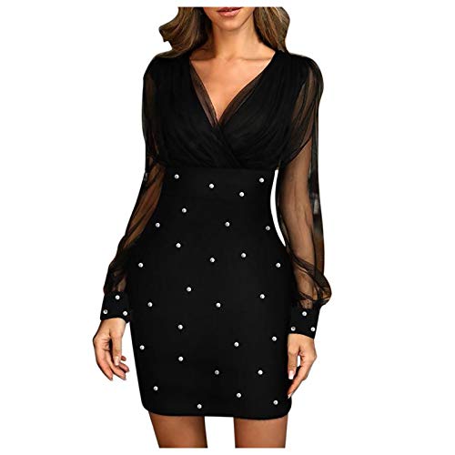 Abendkleid Damen Langarm Kurz Silvester Kleid Damen Glitzer Sexy Glitzerkleid Damen Partykleid Festliche Abendkleider Elegant Für Hochzeit...