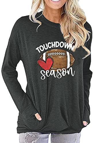 Game Day Shirt Women Cute Football T Shirt Rugby Ball Graphic Tee Tops Long Sleeve Sweatshirt
