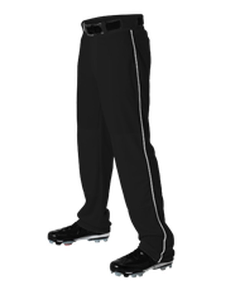 Alleson Adult Baseball Pant with Braid Black, White L 605WLB 605WLB-BKWH-L