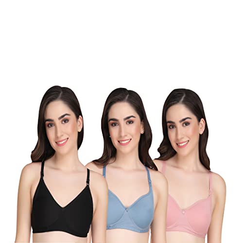 Image of Women Non Padded Bra - Made of Pure Cotton Full Coverage Non Wired Soft Cup for T-Shirt Saree Dress and for Everyday