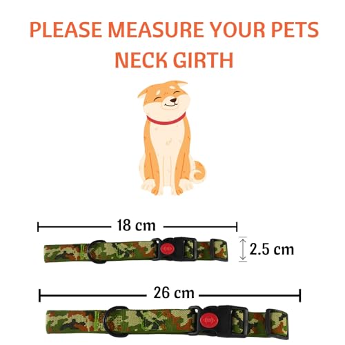 Image of Emily Pets Adjustable Dog Collar - Special Design Patterns, Soft Nylon Comfortable Durable Pet Collar for Small Medium Large Dogs (Army Green)