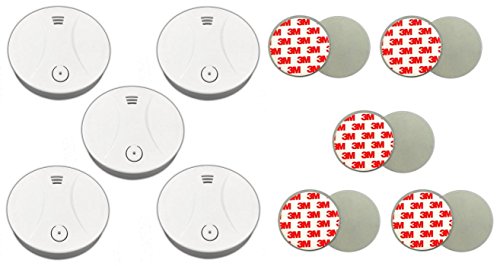 Preisvergleich Produktbild 5er Set Rauchmelder inkl. Magnetbefestigung Klebepads / Brandmelder Feuermelder