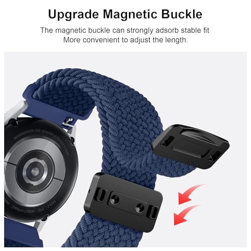 Image of Tobfit Soft Magnet Nylon Watch Strap Compatible for Samsung Galaxy Watch 4 /4 Classic (Watch Not Included), 20mm Smartwatch Nylon Single Loop Woven Band Straps for Men & Women (Dark Blue)