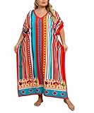 VERSATILE SIZE OPTIONS: This Kaftan Maxi Beach Dress is suitable for S,M,L,XL,XXL, Bust: 60.0" Length: 52" Shoulder: 34.6" FLOWING KAFTAN DESIGN: Featuring an elegant Kaftan-style design, it exudes charm whether you're at the beach or on vacation. It...