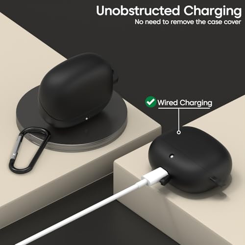 Image of Sounce Soft Silicone Protective Case Cover, Boat Airdopes Plus 311 (2025 Launch) Shockproof, Scratch-Resistant, Dustproof Earbuds Case with Keychain Clip, Easy Portability, (Black)