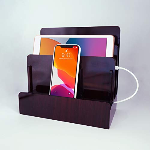 Great Useful Stuff G.U.S. Multi-Device Charging Station Dock & Organizer - Multiple Finishes Available. for Laptops, Tablets, and Phones - Strong Build, Polished Chestnut
