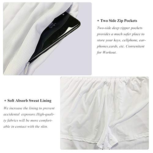 Wangdo Men's Workout Shorts 7" Running Shorts Athletic Bike Shorts Gym Shorts For Men With Zipper Pocket(White-Xxl) #TOP3