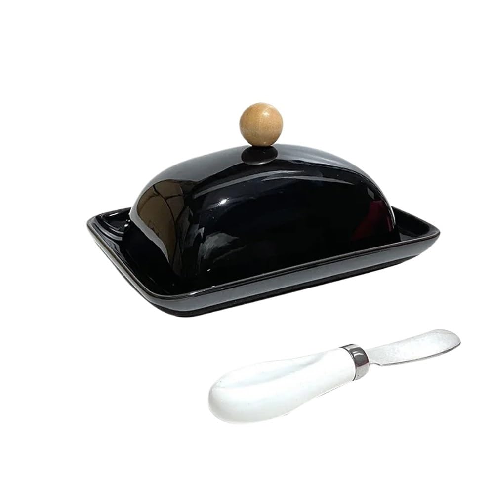 Zyyanshop Black Butter Dish Cheese Organiser With Lid Butter Dish Multi-Purpose Kitchen