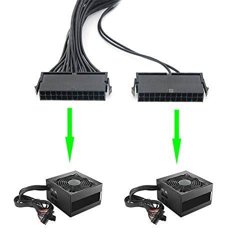 Zahara 24-Pin Dual PSU Verlängerungskabel - 1 Auf 2 Splitter Für ATX-Netzteile, 20 Cm