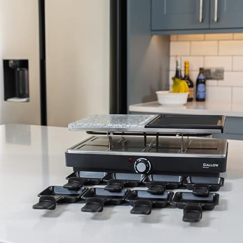 Hot Stone Raclette Electric Grill 3 In 1 Indoor Kitchen BBQ Grill 1400W Stone and Non Stick Steel with 8 Cheese Dishes Adjustable Temperature - Image 7