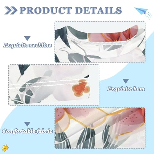 ALAZA Kids Rash Guard Girls Toddler Swim Shirts Short Sleeve Botanical Flowers UPF 50+ 3T3