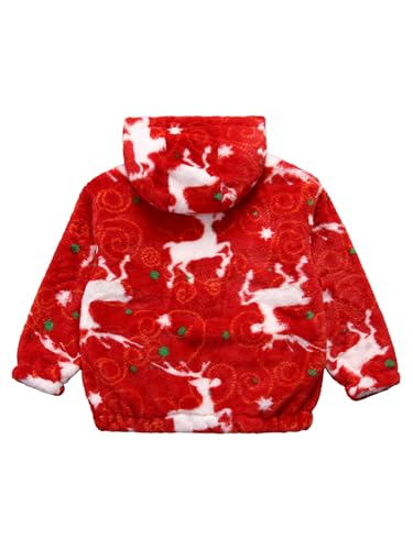 Girls Boys Fleece Printed Hooded Jacket Toddlers Faux Fur Warm Coat Zip Up Sweatshirt Outerwear Casual4