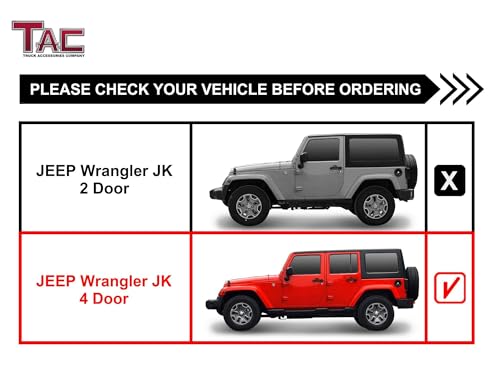 Estribos laterales TAC aluminio negro 5 pulg Jeep JK miniatura 4