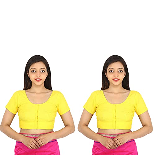 Image of Namita Women's Rubia Cotton Half Sleeve Readymade Blouse (U-COT-COM-2-YELLOW-YELLOW-38 Yellow 38)