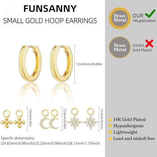 Pearl Earrings for Women - Dainty Gold Earrings Trendy 14K Gold Plated Freshwater Pearl Dangle Hoop Stud Earrings for Women Wedding Jewelry Gift for Women