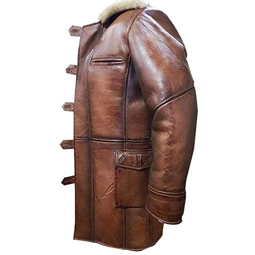 Men's Warm Bane Bronze Ginger Brown Real Shearling Leather Coat for Cold Weather2