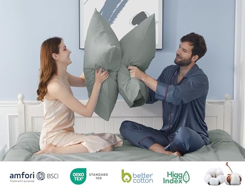 Pillow Cases, King Size Cotton Percale Weave Pillowcases, Pre-Shrunk Breathable and Hypoallergenic Pillowcases, Set of 2 (2 Piece King 20 Inch x 40 Inch, Storm Gray)