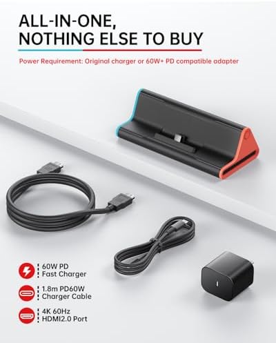 Switch 2 Dock, Docking Station for Nintendo Switch 2 with 60W Charger &HDMI - 1