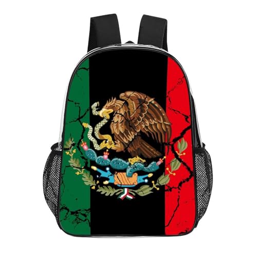 Lightweight Rucksack for Sports Travel Running - Big Capacity Multipurpose Transparent Bookbag, Black Mexico Flag Crack Art Travel and Sport Backpack Rucksack3