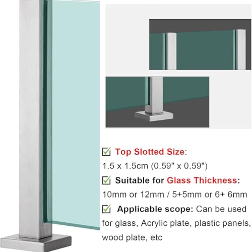 304 Stainless Steel Glass Railing Post with Spigot Slots - 41.3" Balustrade for Indoor & Outdoor Decks, Balconies, Staircases, Attics - Durable End Post Solution