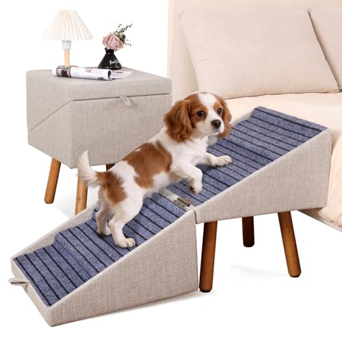 Image of Dog Stairs for Beds, 2-in-1 Foldable Pet Ramp for Small Dogs | 250lbs Large Dog Steps , 21.06 inch H Non-Slip Pet Ramp for Bed Couch for Medium Large Small Dogs Bedside Table Convertible