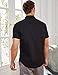 COOFANDY Mens Summer Cotton Linen Shirt Short Sleeve Guayabera Shirts with Pocket Black