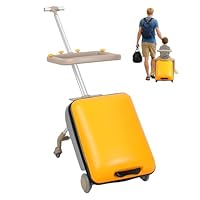 qorkhogr Kids Ride on Luggage with Spinner Wheels, 20 Inch Hardshell Carry-on Trolley Suitcase, Lightweight Travel Luggage with Children Seat, 40KG Capacity