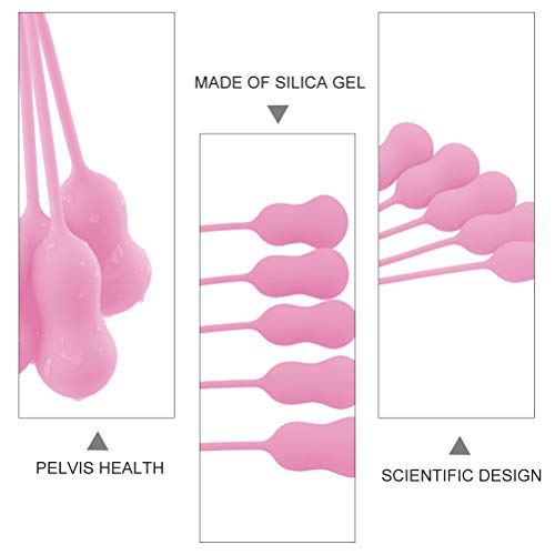 HEALLILY 5 peças de bola de encolhimento feminina vaginal haltere de silicone para exercícios (rosa)