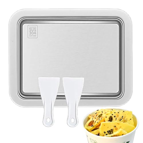 Bandeja para hacer s | Plato de rodillo de manual pequeño | Hielo rápido, portátil, máquina para hacer s de bandeja plana de acero inoxidable, para refrigerador, conservación de alimentos, plato de fr
