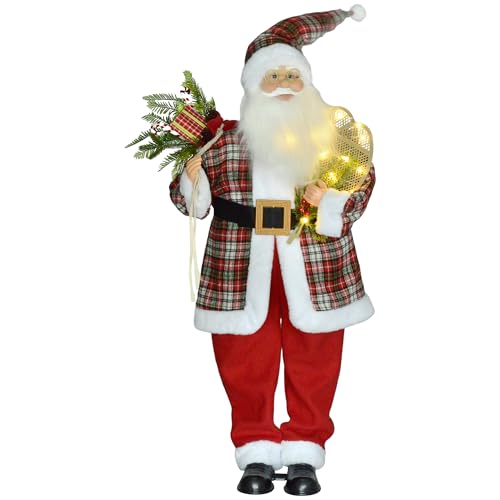HOMCOM Animierter Weihnachtsmann, 133cm groß, Weihnachtsdekoration...