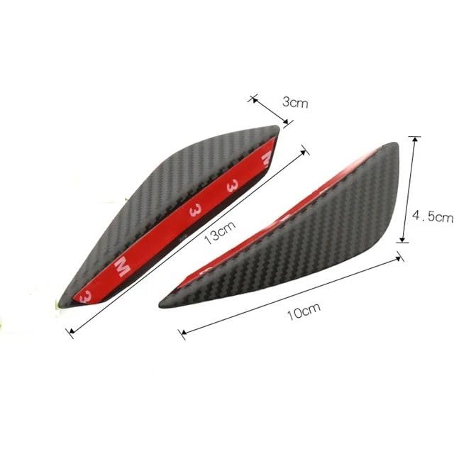 Image of AutoBizarre Car Front Bumper Lip Splitter Fins Carbon Fiber Rubber Rear Diffuser- Set of 4 Pcs Bumper Knife