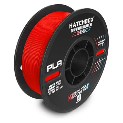HATCHBOX PLA MAX Neon Red 3D Printer Filament Made in The USA, 1.75mm Diameter 1 KG Spool, USA Made 3D Printing Filament Cover