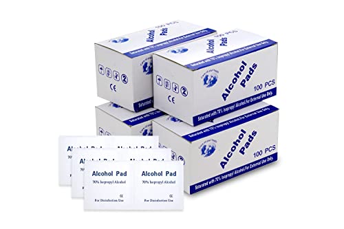 400 Alcohol Prep Pads | 70% Alcohol | Individually Wrapped, 2-Ply, Disposible, Sterile Pads