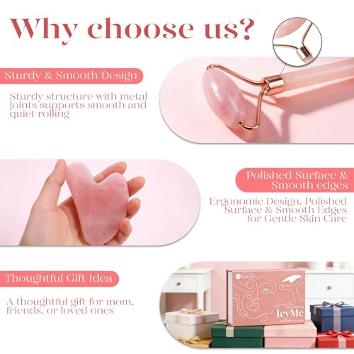 BAIMEI IcyMe Rose Quartz Roller & Gua Sha Set, Cooling Face Roller for Depuffing & Lymphatic Massage, Sculpting Tool for Face, Eyes & Neck, Smooth Skincare Gift for Women and Men - Image 6