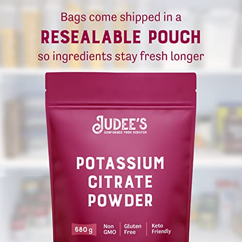 Judee’s Potassium Citrate Powder - 24 Oz - Electrolyte Mix - Delicious And 100% Gluten-Free - Supports Mineral Balance - Just One Ingredient #TOP2