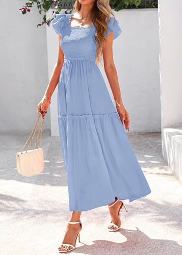 Image of KIRUNDO Smocked Summer Midi Dresses for Women 2026