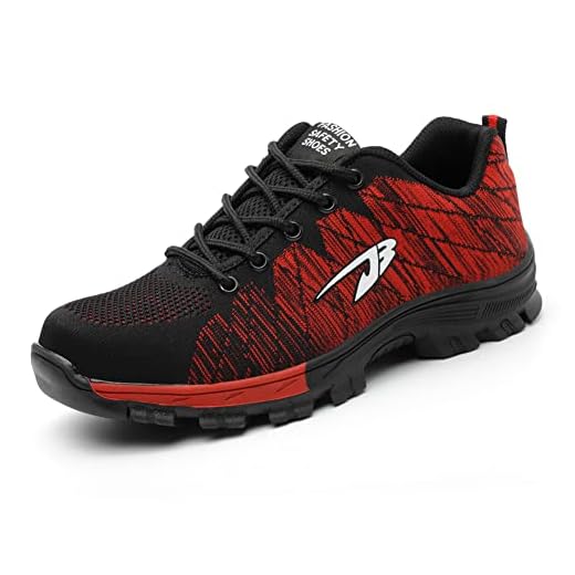 frysen Zapatos De Seguridad para Hombre con Puntera De Acero Mujer Calzado De Trabajo Zapatos De Deportivos Transpirables Construcción Botas Trekking Rojo Negro 41 EU