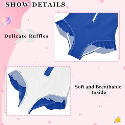 Plain Royal Azure Baby Girl Bathing Suit Long Sleeve UPF 50+ One Piece Toddler Swimsuit Size 3T4