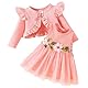 JiAmy Baby Mädchen Kleider und Strickjacke 2 Stück Kleinkind Herbst Kleidung ärmellose Blumen Kleid Waffel Mantel Hochzeit Prinzessin Partykleid für Mädchen 18-24 Monate Rosa